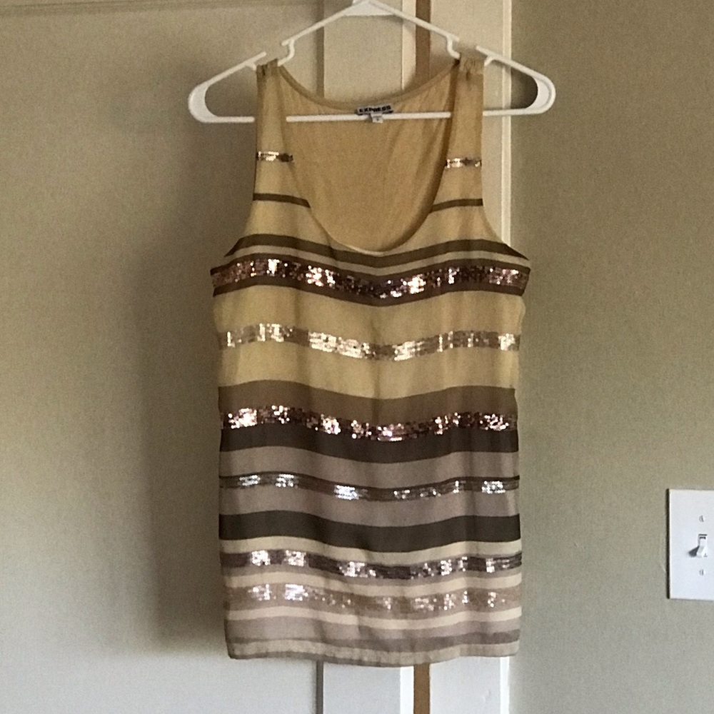 Express! Striped and Sequined Tank Top